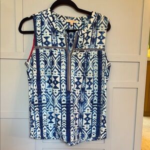 Skies Are Blue Graphic Zippered Tank Top